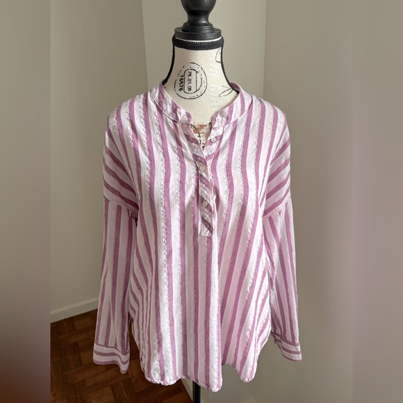 Xirena Hayden Top in Pink Slip is a striped blouse sz M cotton - Picture 1 of 6